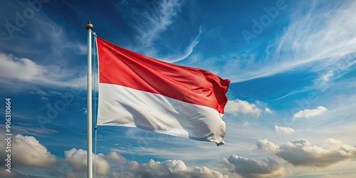 Waving flag of indonesia on flagpole, Indonesia Independence day background , Indonesia, flag, flagpole, waving, celebration photo