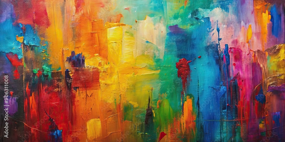 Fototapeta premium Abstract painting with vibrant colors, thick brush strokes, and lots of texture , vibrant, abstract, painting, art