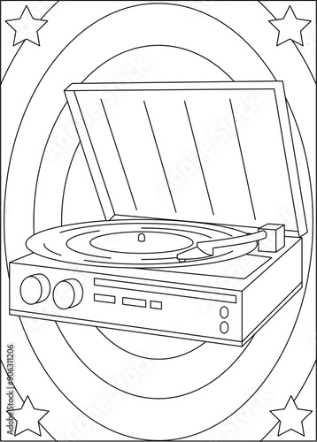 player retro technology coloring book page