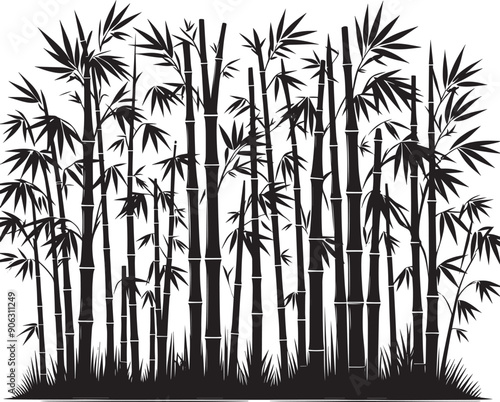Bamboo plant silhouette vector illustration isolated on a white background