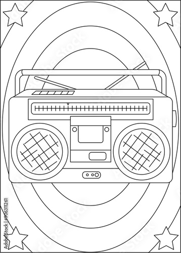 radio retro technology coloring book page