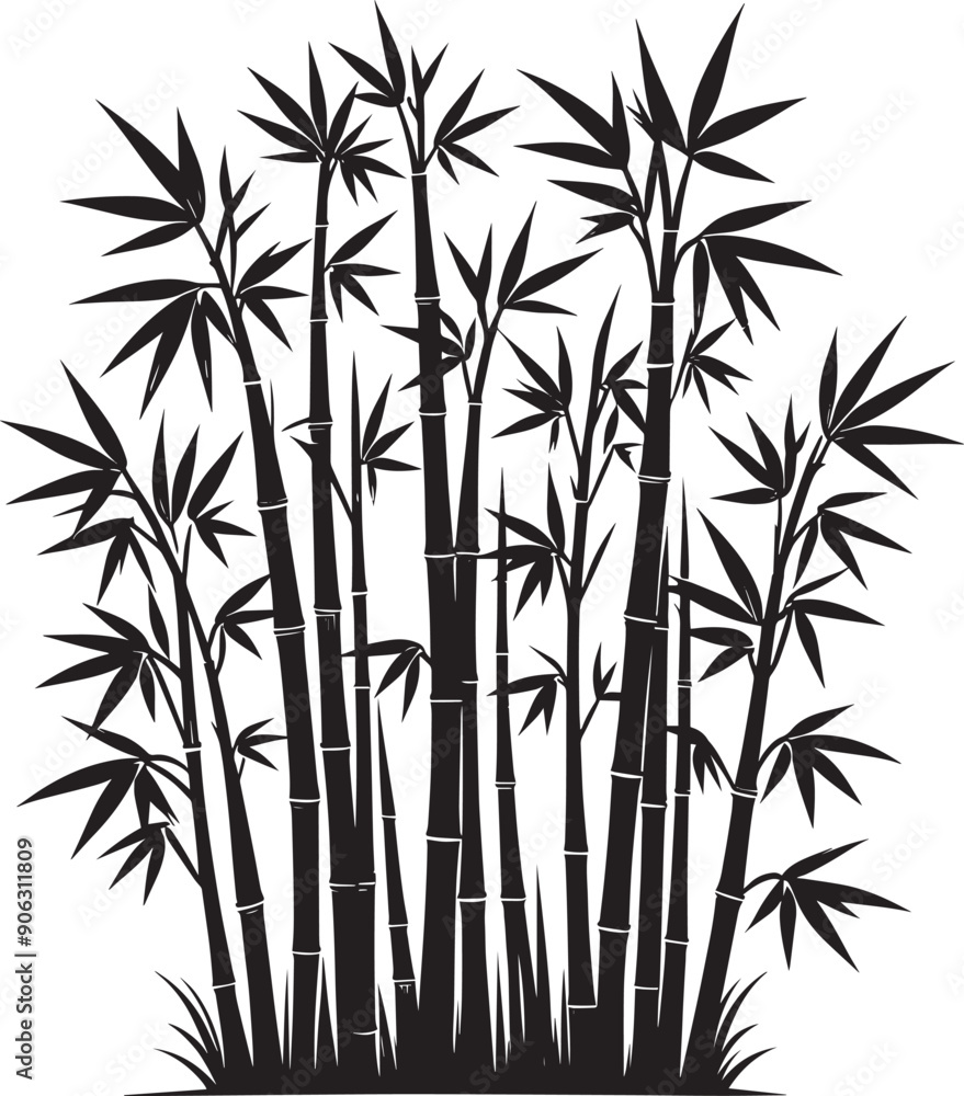 Bamboo plant silhouette vector illustration isolated on a white background Bamboo plant silhouette vector illustration isolated on a white background