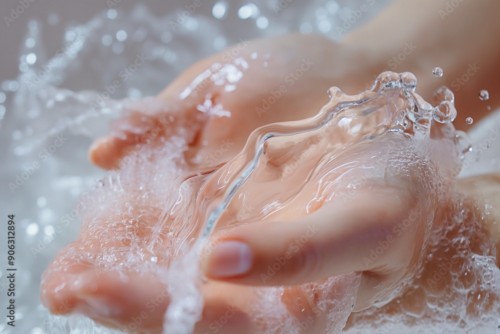 close-up of hand skin, with a thin layer of cream, splashes and drops of water around. feeling of freshness and hydration. There is empty space for text. close-up of hand skin, with a thin layer of cream, splashes and drops of water around. feeling of freshness and hydration. There is empty space for text.