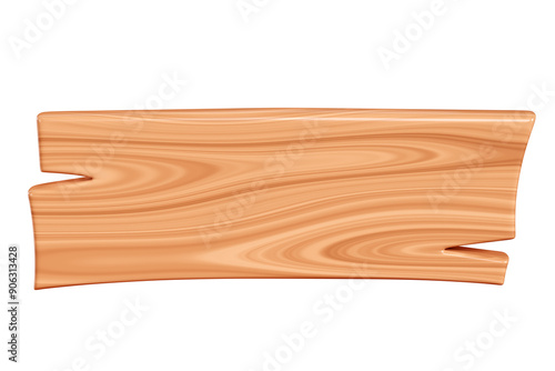 Fototapeta Naklejka Na Ścianę i Meble -  Wooden rectangular plaque with cracks for text box. Cartoon 3d render illustration of signboard with brown wood texture. Vintage rustic timber plank, nameplate or board frame with fracture.