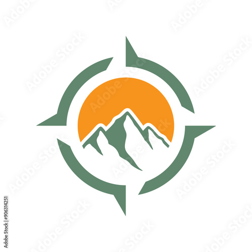 mountain peak outdoor logo design vector