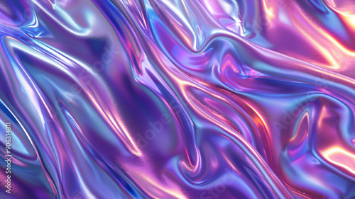 Wallpaper Mural Iridescent chrome wavy gradient cloth fabric abstract close up, color changing rainbow texture Torontodigital.ca