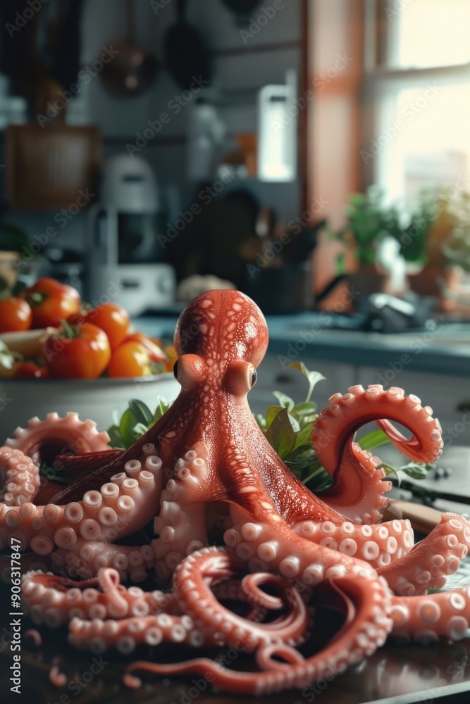 Obraz premium Octopus with Fruit