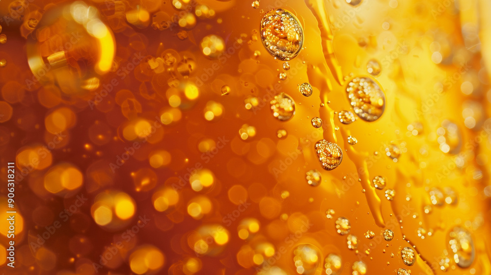 Many water bubbles in Beer close up Many water bubbles in Beer close up