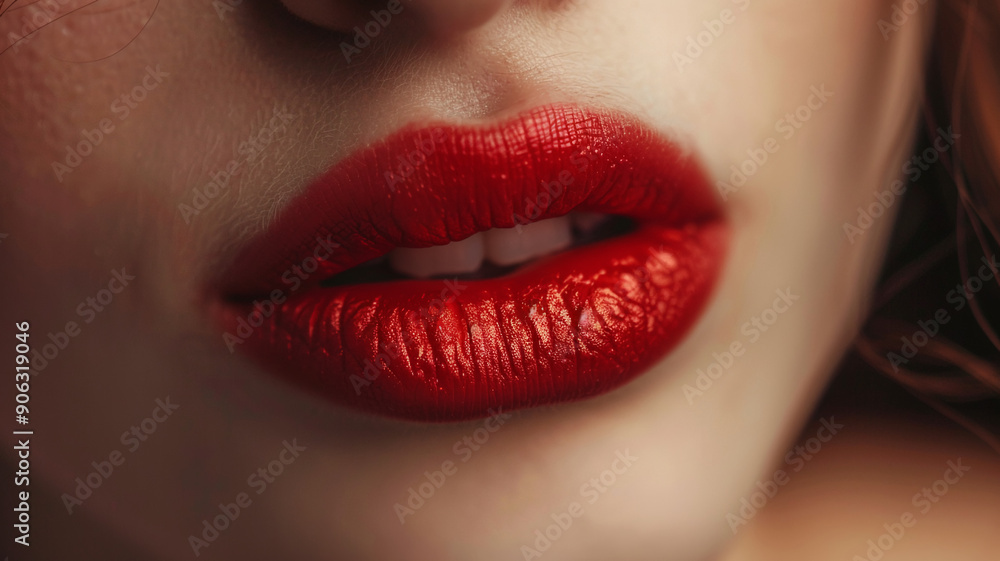 Juicy lips of a beautiful girl painted with lipstick close-up Juicy lips of a beautiful girl painted with lipstick close-up