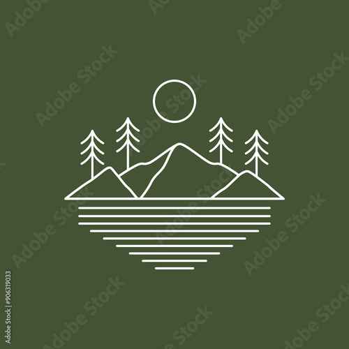 mountain peak outdoor logo design vector