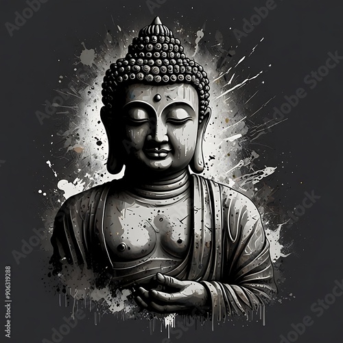 Siddharth Gautam Buddha meditating, Buddha Purnima, painting, vector photo