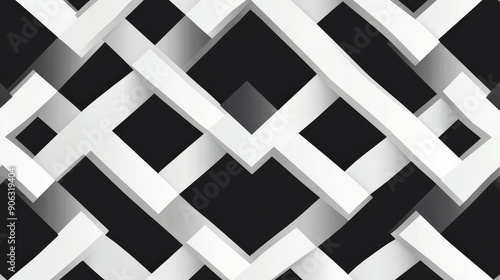 A minimalist geometric pattern with interlocking squares in monochrome tones, creating a sleek and elegant design.