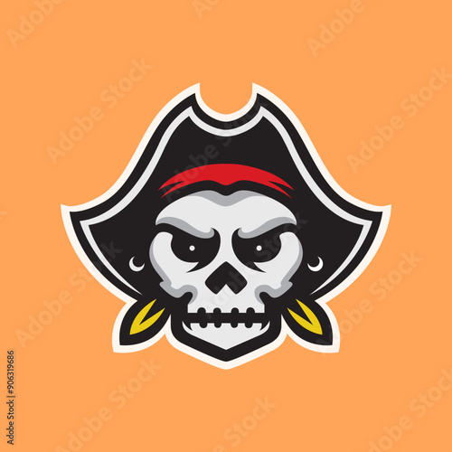 skull pirate head cartoon mascot logo design vector