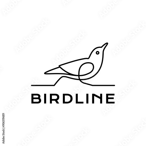 continuous line bird minimalist logo design vector