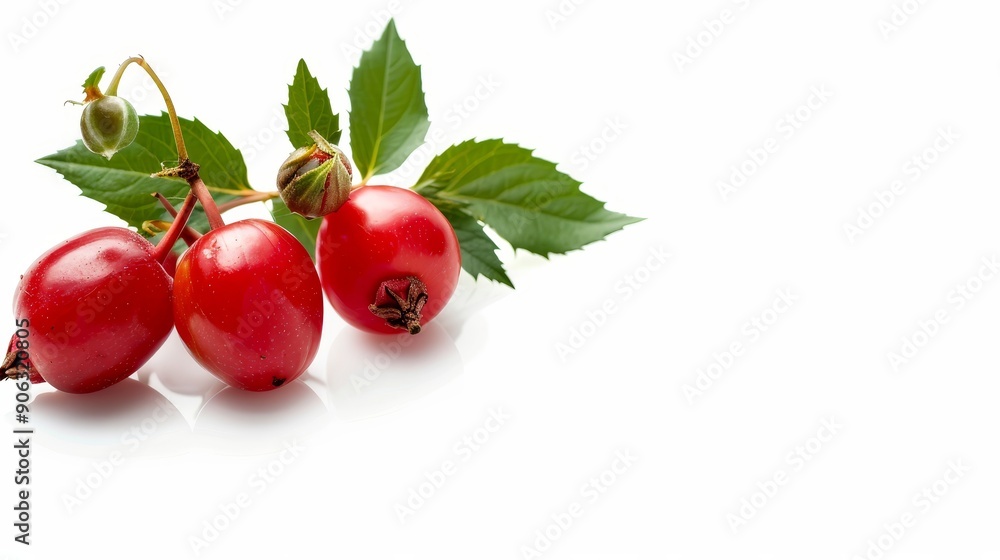 Rosehip with seeds exposed, showcasing its bright color and natural freshness, isolated background, perfect for marketing use with space for text Rosehip with seeds exposed, showcasing its bright color and natural freshness, isolated background, perfect for marketing use with space for text