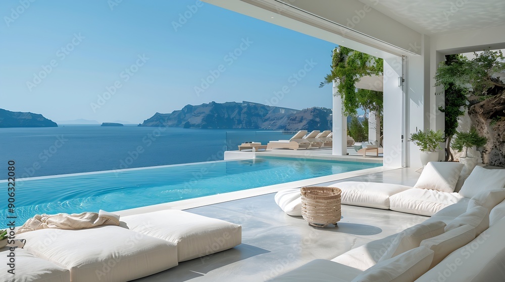 Fototapeta premium Exquisite luxury villa featuring opulent amenities breathtaking views and unparalleled elegance for a truly indulgent retreat : Generative AI