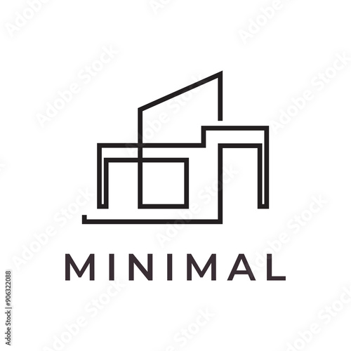 simple modern minimalist house line set logo design vector