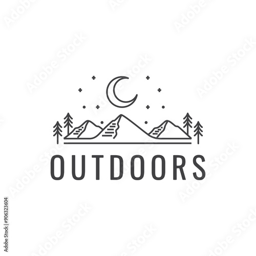 mountain peak outdoor logo design vector