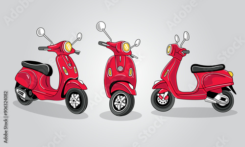 Cute Cartoon Motorcycle Red Scooter Vector Image