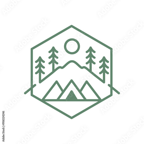 mountain peak outdoor logo design vector