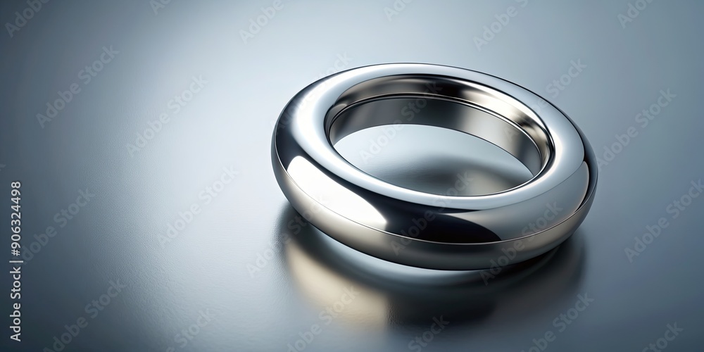 Modern abstract render chrome metal ring-shaped object on a gray gradient background, chrome, metal, ring, abstract,render Modern abstract render chrome metal ring-shaped object on a gray gradient background, chrome, metal, ring, abstract,render