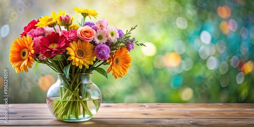 Wallpaper Mural A beautiful bouquet of colorful flowers in a glass vase, blooms, arrangement, floral, decoration, fresh, petals, vibrant Torontodigital.ca