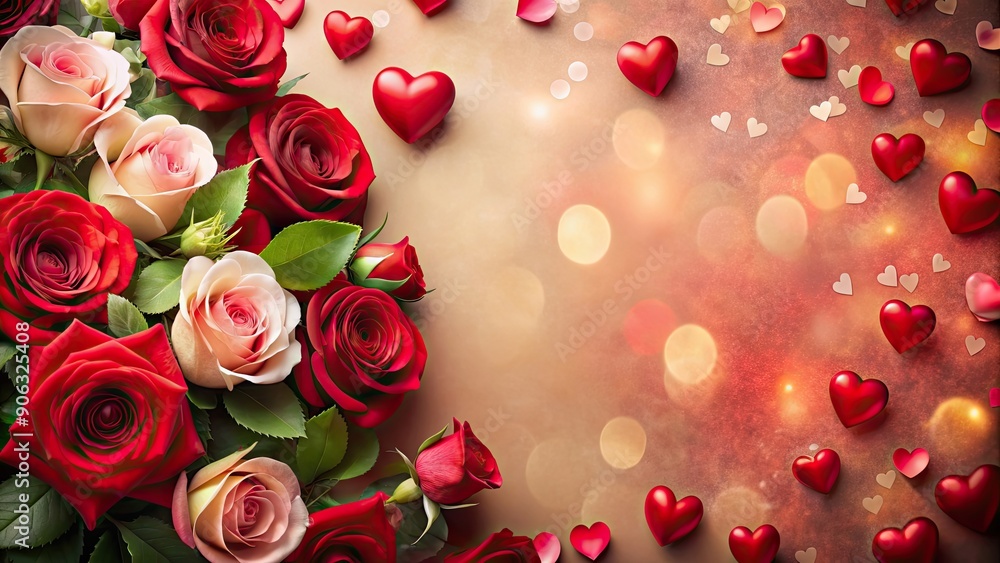 Valentine's Day background with hearts and roses, valentine, love, romance, heart, red, background, holiday, celebration Valentine's Day background with hearts and roses, valentine, love, romance, heart, red, background, holiday, celebration