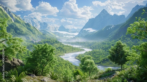 Mountain Valley with River