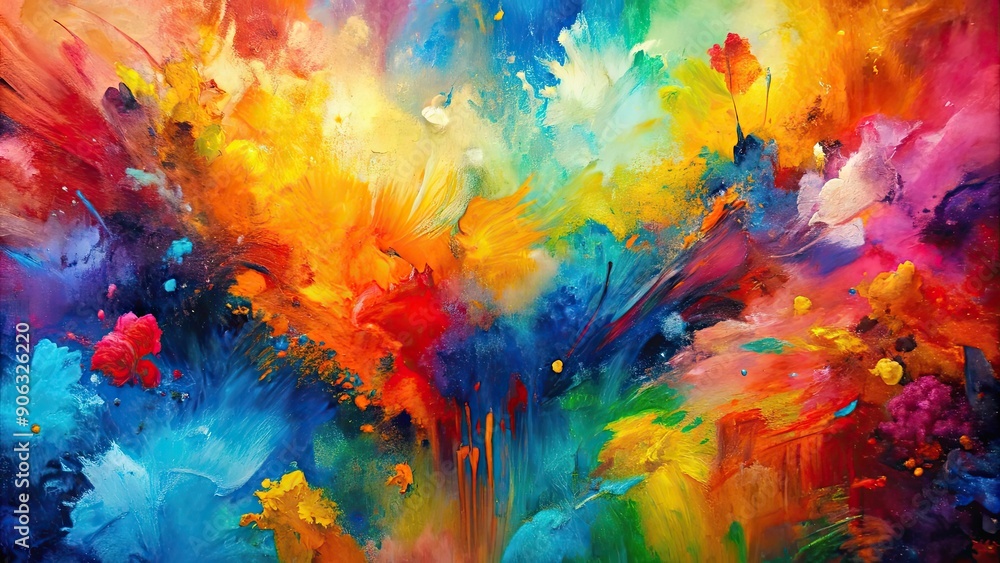 Vibrant abstract painting filled with bold colors and dynamic brush strokes conveying raw emotions, vibrant, abstract Vibrant abstract painting filled with bold colors and dynamic brush strokes conveying raw emotions, vibrant, abstract