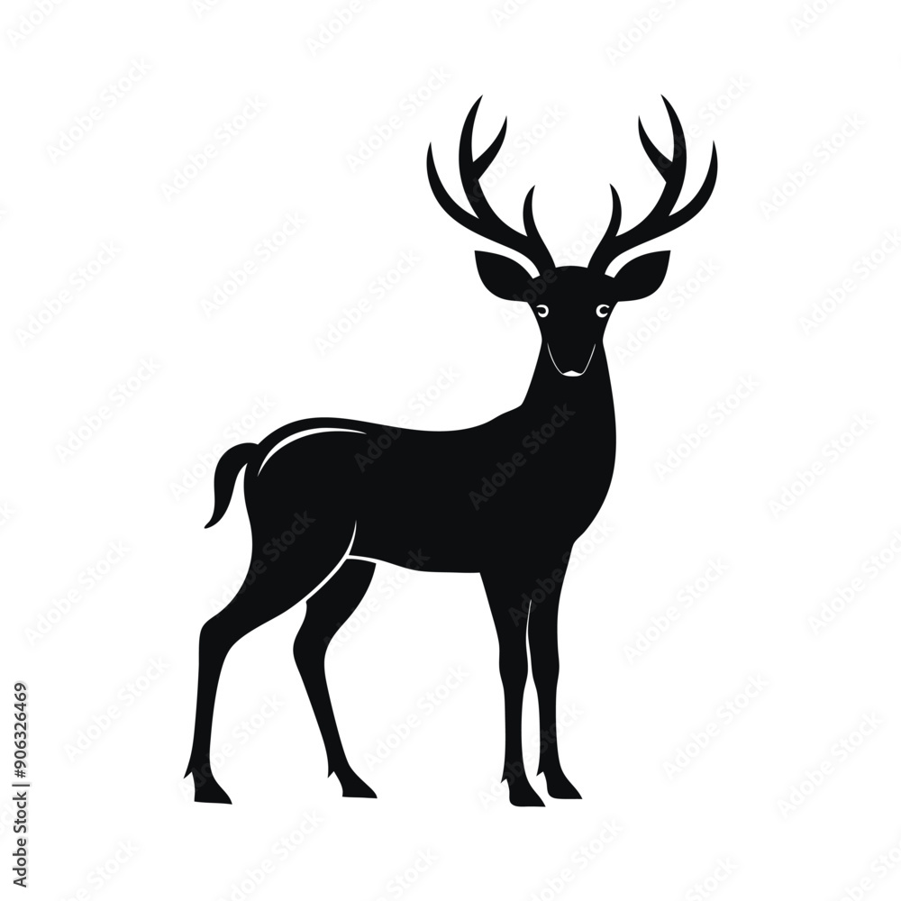 Obraz premium Deer Silhouette Vector Illustration White Background