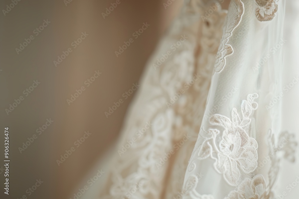 Close-up of elegant lace wedding dress detail Close-up of elegant lace wedding dress detail