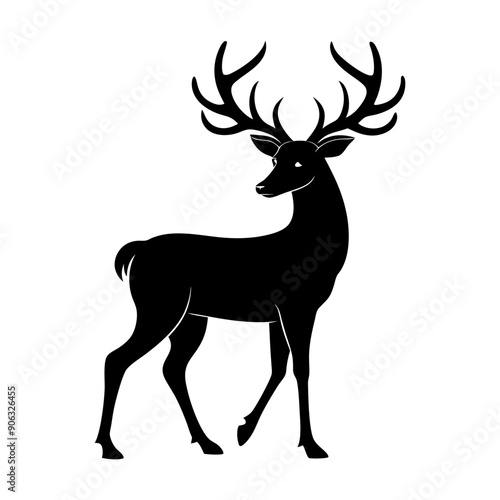 Deer Silhouette Vector Illustration White Background