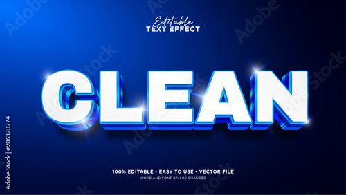 Editable clean text style effect, 3d vector mock up
