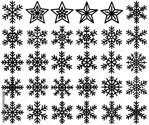 winter snow ice icon set. decor Christmas in winter season