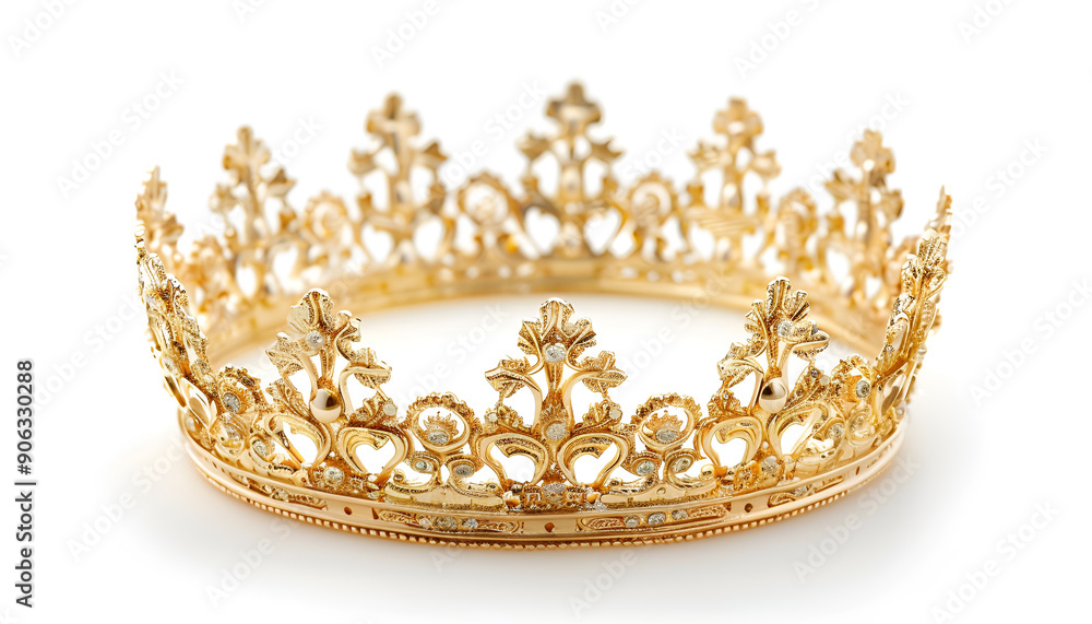 Golden Royal Crown with Intricate Details Isolated on white background Golden Royal Crown with Intricate Details Isolated on white background
