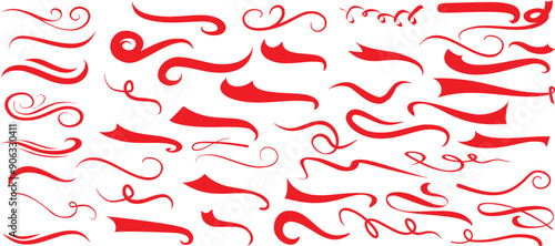 Decorative swash tails, red Sports swash tails vector graphics, elegant curves, and flourishes. Perfect for sports design, creative borders, invitations, and branding