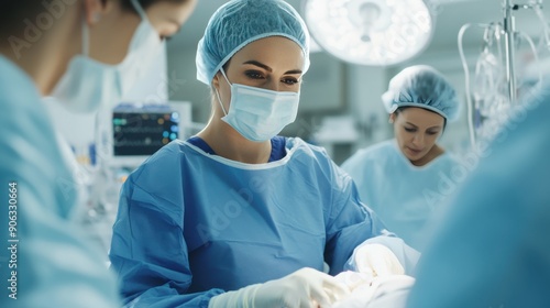 Medical Team Performing Surgery in Operating Room