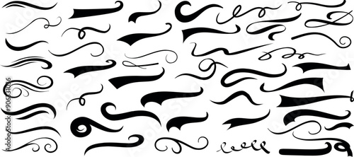 Elegant swirls, decorative flourishes, calligraphic element, vintage curves vector artistic designs for graphic projects, invitations, and tattoos creative layouts photo