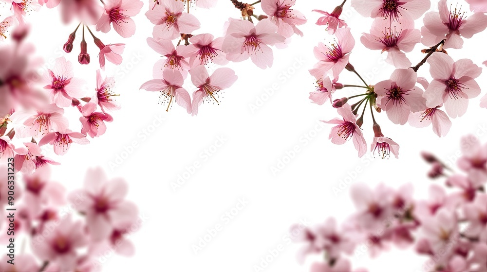 custom made wallpaper toronto digitalIsolated cherry blossom flowers on a white backdrop, perfect for spring-themed content with plenty of blank space for additional text.
