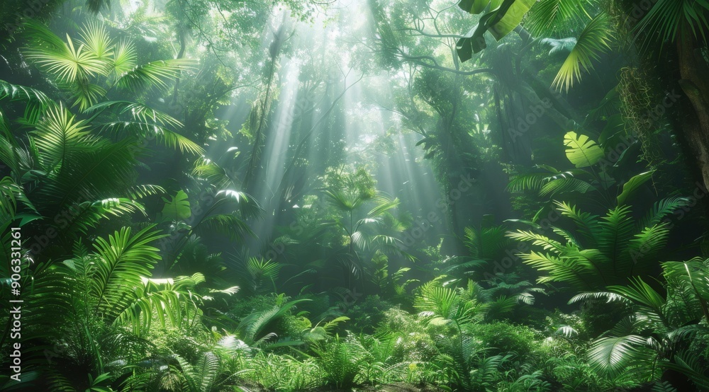 Sunbeams Through the Jungle Canopy. Sunbeams Through the Jungle Canopy.