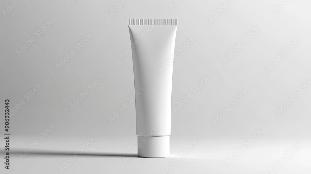 Realistic blank cosmetic tube mock-up isolated on light gray background, perfect for branding or product design presentations. Realistic blank cosmetic tube mock-up isolated on light gray background, perfect for branding or product design presentations.