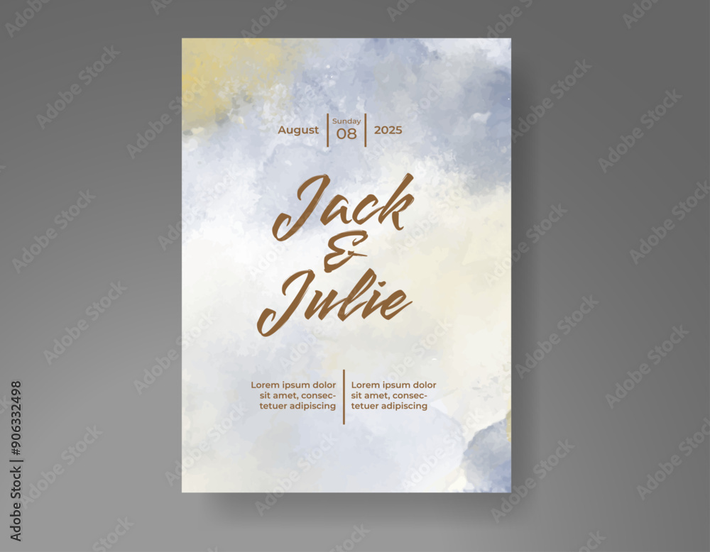 Wedding invitation with Abstract splashed watercolor background Wedding invitation with Abstract splashed watercolor background