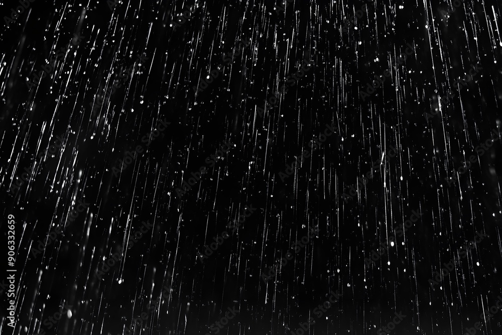 Falling raindrops footage animation in slow motion on black background ...