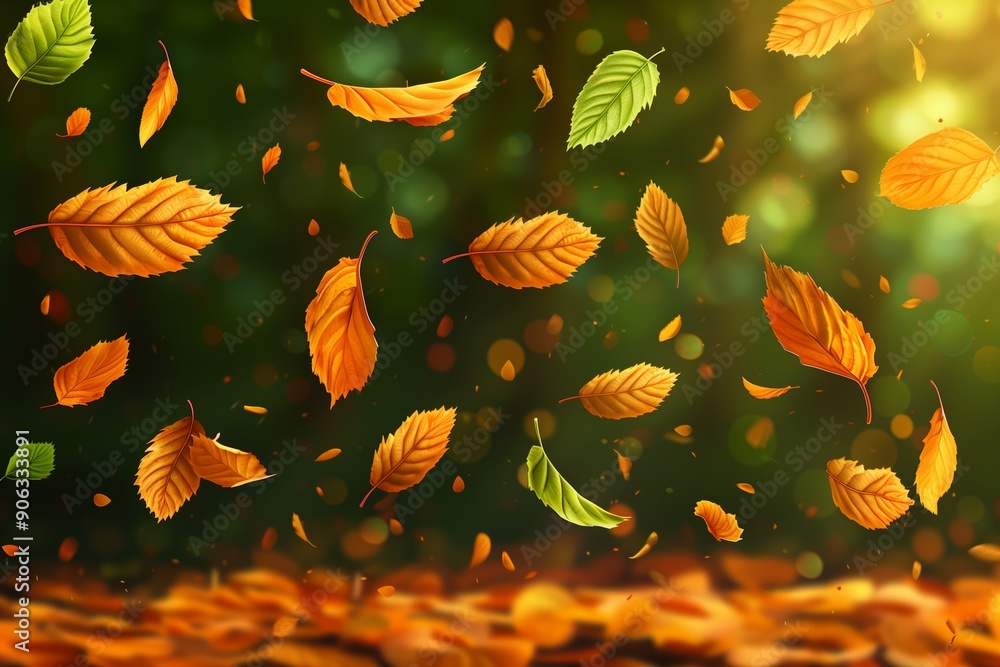 Dynamic Vector Illustration of Leaves Blowing in the Wind Dynamic Vector Illustration of Leaves Blowing in the Wind