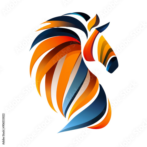 Vibrant Abstract Horse Logo With Colorful Stripes photo