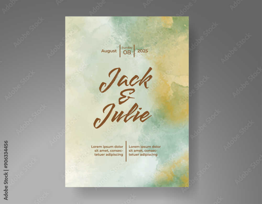Wedding invitation with Abstract splashed watercolor background Wedding invitation with Abstract splashed watercolor background