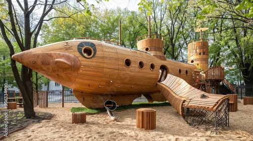 Wallpaper Mural Submarine-Themed Wooden Playground Torontodigital.ca