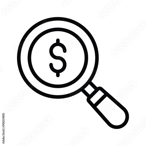 A magnify glass with dollar sign shows a search money icon