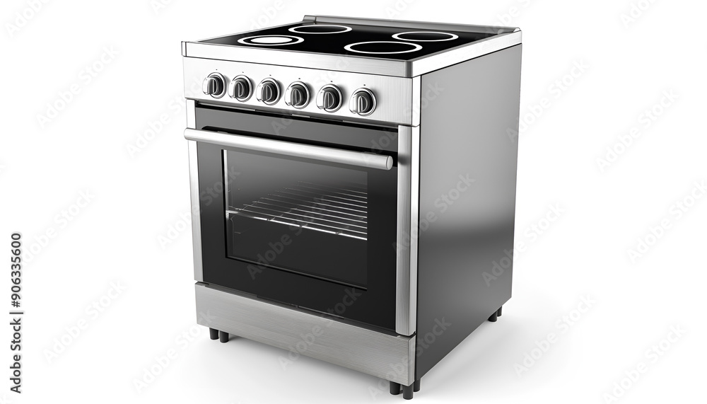 Modern Electric Stove with Four Burners and Oven Isolated on white background Modern Electric Stove with Four Burners and Oven Isolated on white background