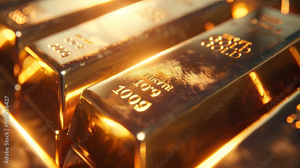 Luminous Stacks of Gold Bars on Dark Background Luminous Stacks of Gold Bars on Dark Background
